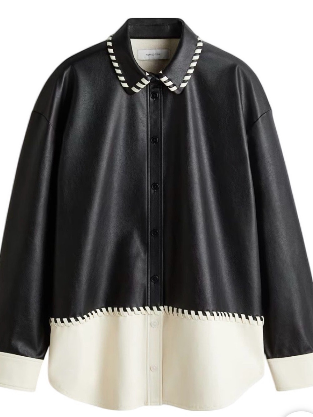 H&M Black and Cream Two-Tone Button-Front Shirt
